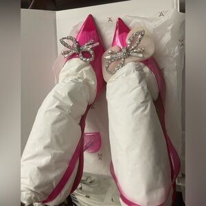 Amina Muaddi Rosie Pink Pvc Crystal-Embellished pumps.